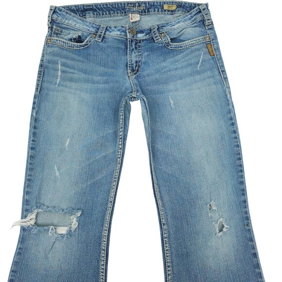 Silver Jeans Alex Bootcut Womens Size 33 Distressed Low Rise Med Wash Denim - Picture 15 of 15